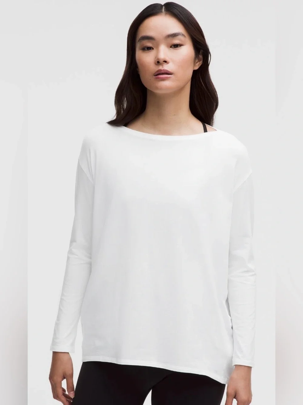Lululemon Organic Cotton White Back in Action Long Sleeve Size 6 Flowy